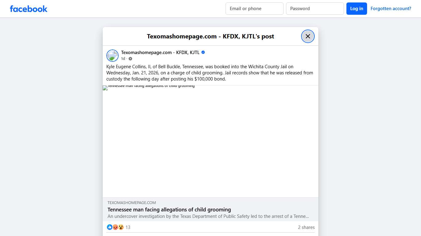 Kyle Eugene Collins,... - Texomashomepage.com - KFDX, KJTL Facebook